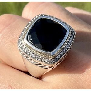 EFFY 18k Gold & Sterling silver Balissima Black Onyx and Diamonds Ring